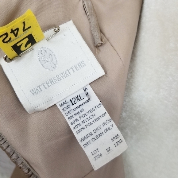 Watters & Watters ruched bodice gold taupe sweetheart neckline gown size 12XL - Picture 9 of 9